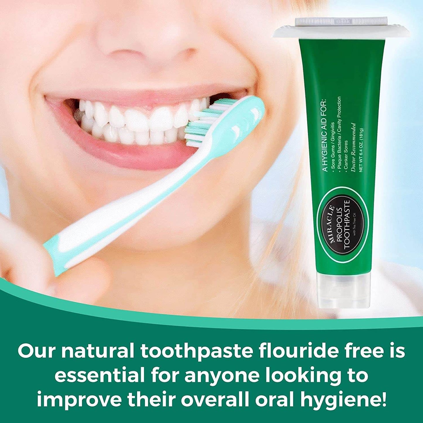 Holocuren Miracle Propolis Toothpaste with Tea Tree Oil 6.4 Oz – Fluoride-Free