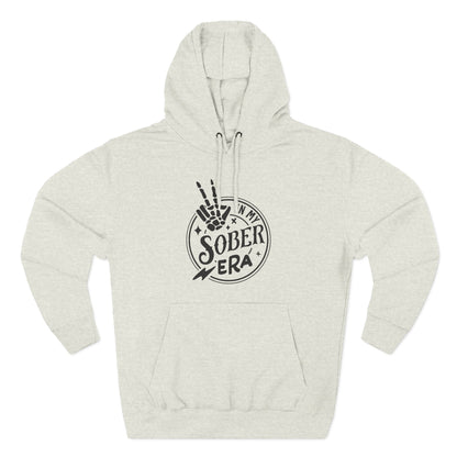 Sober Era Hoodie — Vintage Recovery Logo Fleece Pullover