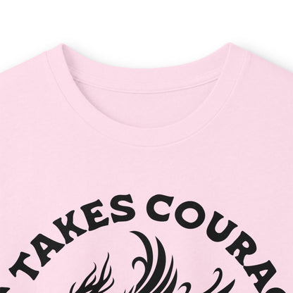 Long Sleeve Tee — "It Takes Courage to Change" Phoenix Graphic