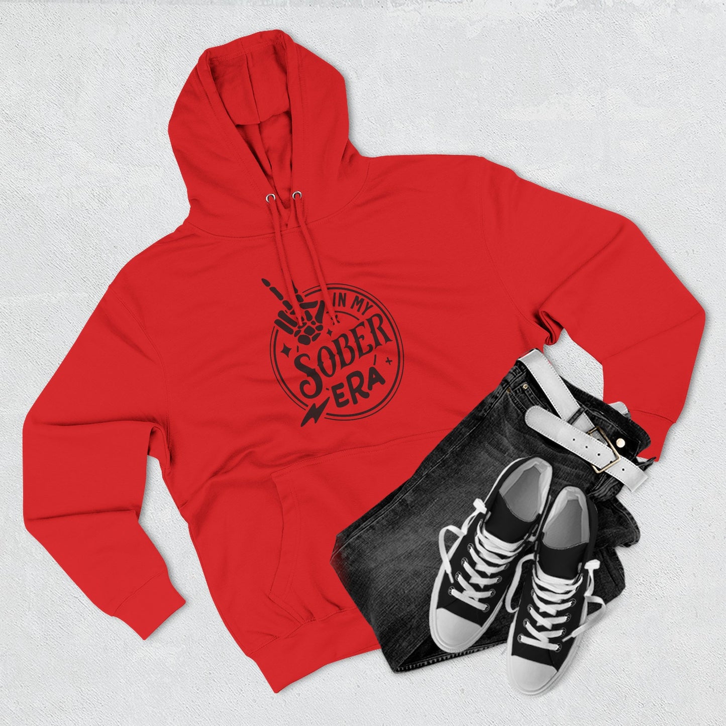 Sober Era Hoodie — Vintage Recovery Logo Fleece Pullover