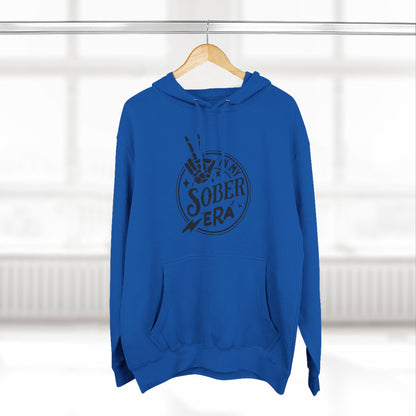 Sober Era Hoodie — Vintage Recovery Logo Fleece Pullover