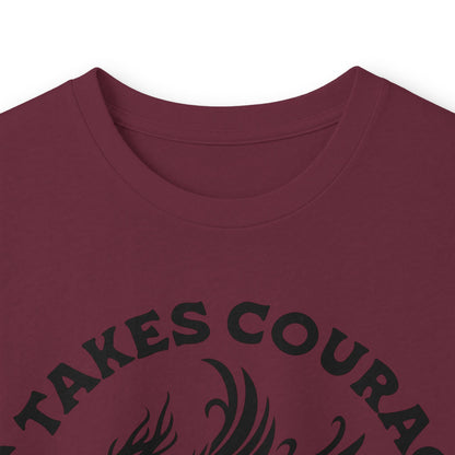 Long Sleeve Tee — "It Takes Courage to Change" Phoenix Graphic