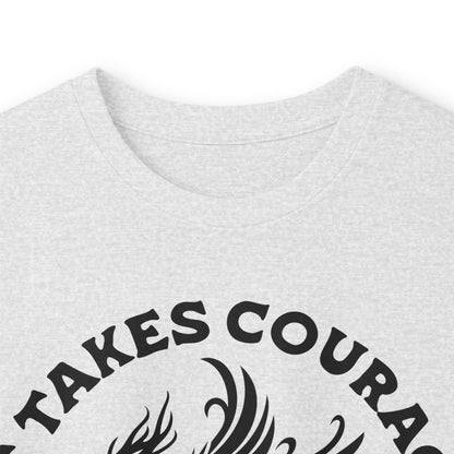 Long Sleeve Tee — "It Takes Courage to Change" Phoenix Graphic