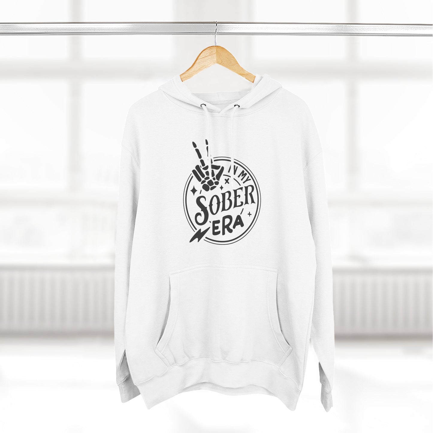 Sober Era Hoodie — Vintage Recovery Logo Fleece Pullover