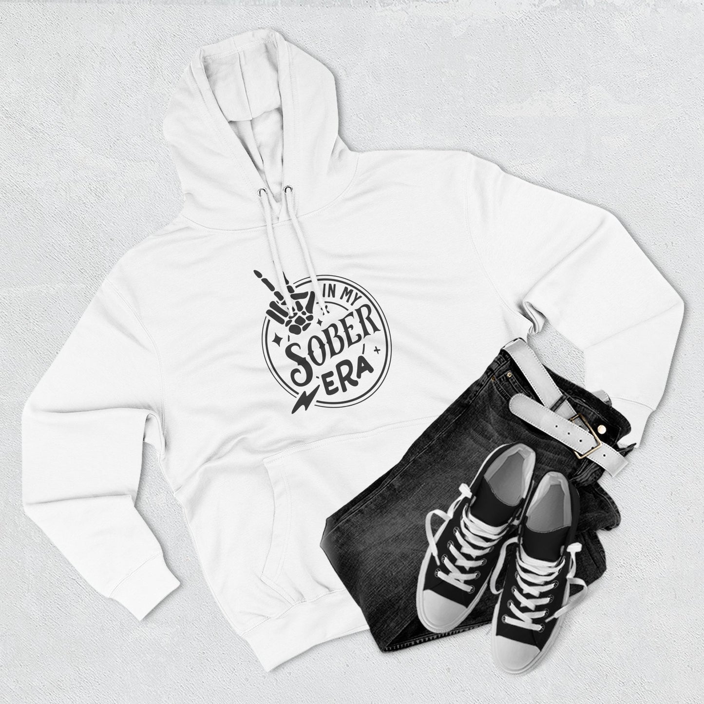 Sober Era Hoodie — Vintage Recovery Logo Fleece Pullover