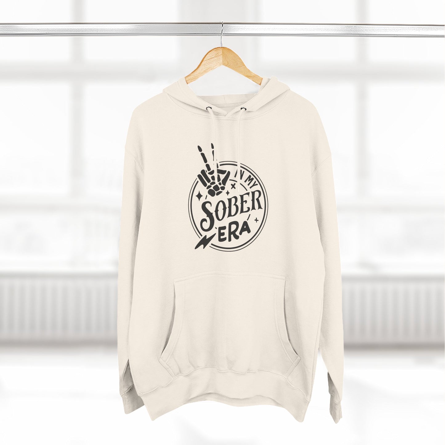 Sober Era Hoodie — Vintage Recovery Logo Fleece Pullover
