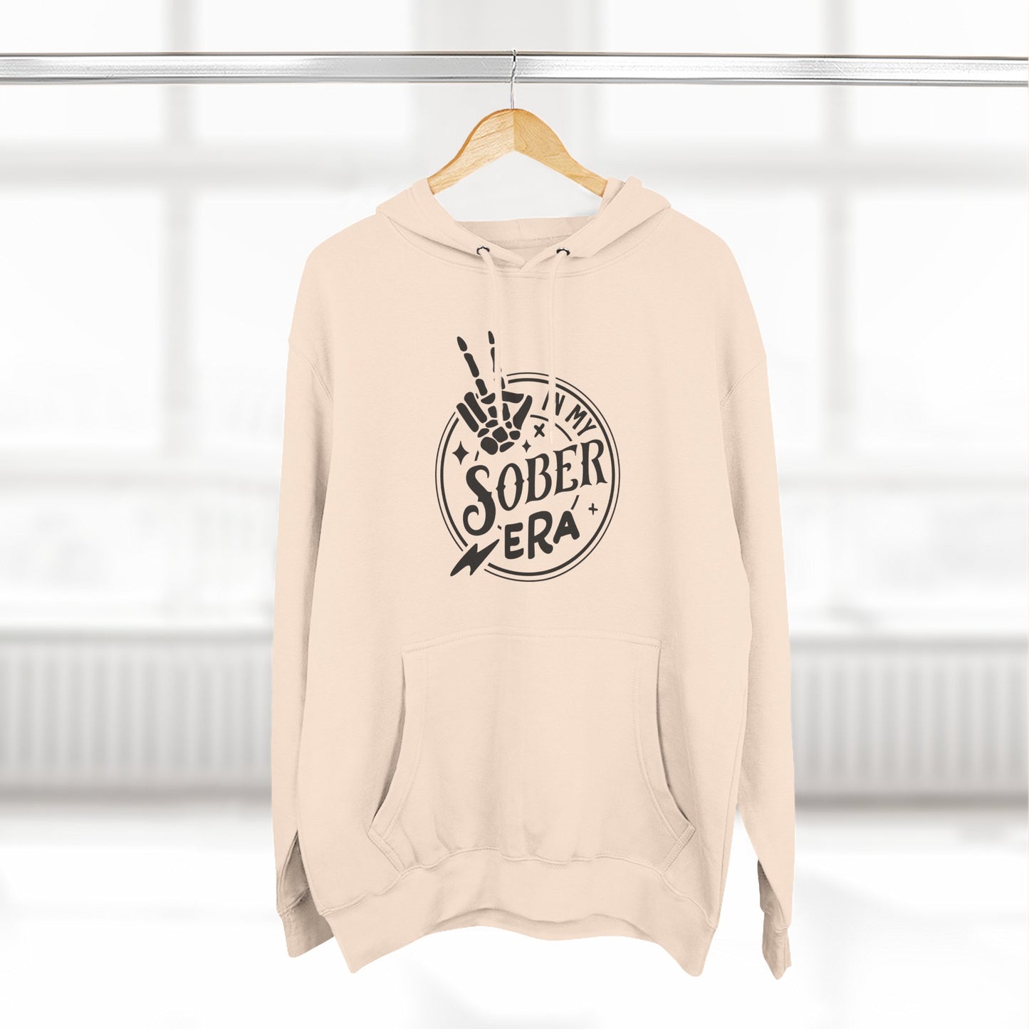 Sober Era Hoodie — Vintage Recovery Logo Fleece Pullover