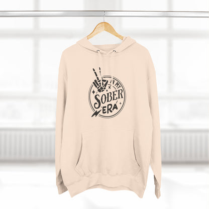 Sober Era Hoodie — Vintage Recovery Logo Fleece Pullover