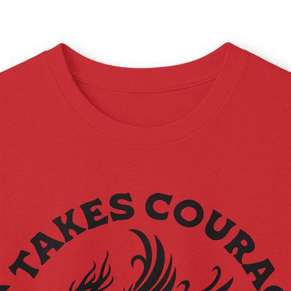 Long Sleeve Tee — "It Takes Courage to Change" Phoenix Graphic