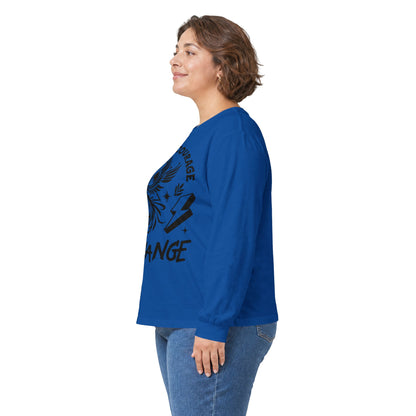 Long Sleeve Tee — "It Takes Courage to Change" Phoenix Graphic