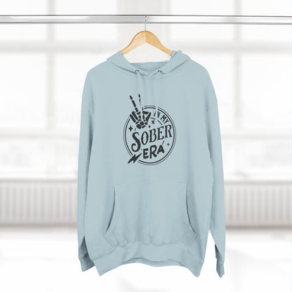 Sober Era Hoodie — Vintage Recovery Logo Fleece Pullover