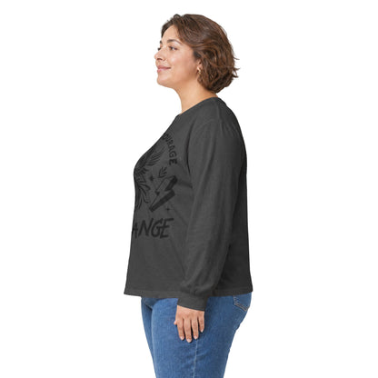 Long Sleeve Tee — "It Takes Courage to Change" Phoenix Graphic
