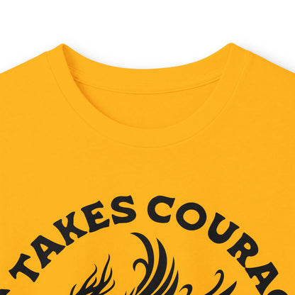 Long Sleeve Tee — "It Takes Courage to Change" Phoenix Graphic