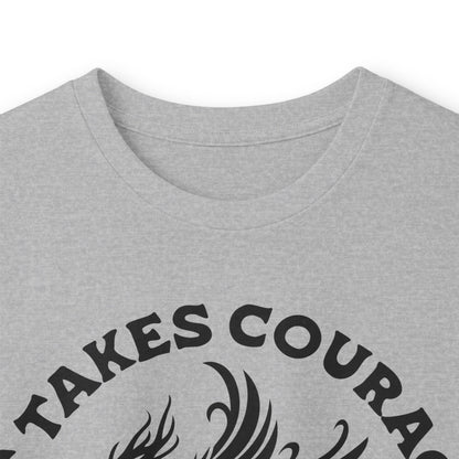 Long Sleeve Tee — "It Takes Courage to Change" Phoenix Graphic
