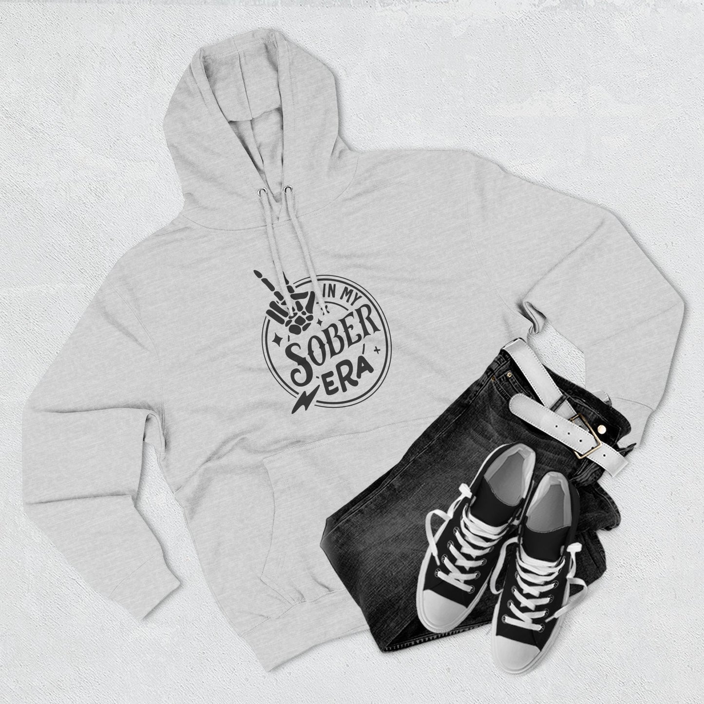 Sober Era Hoodie — Vintage Recovery Logo Fleece Pullover