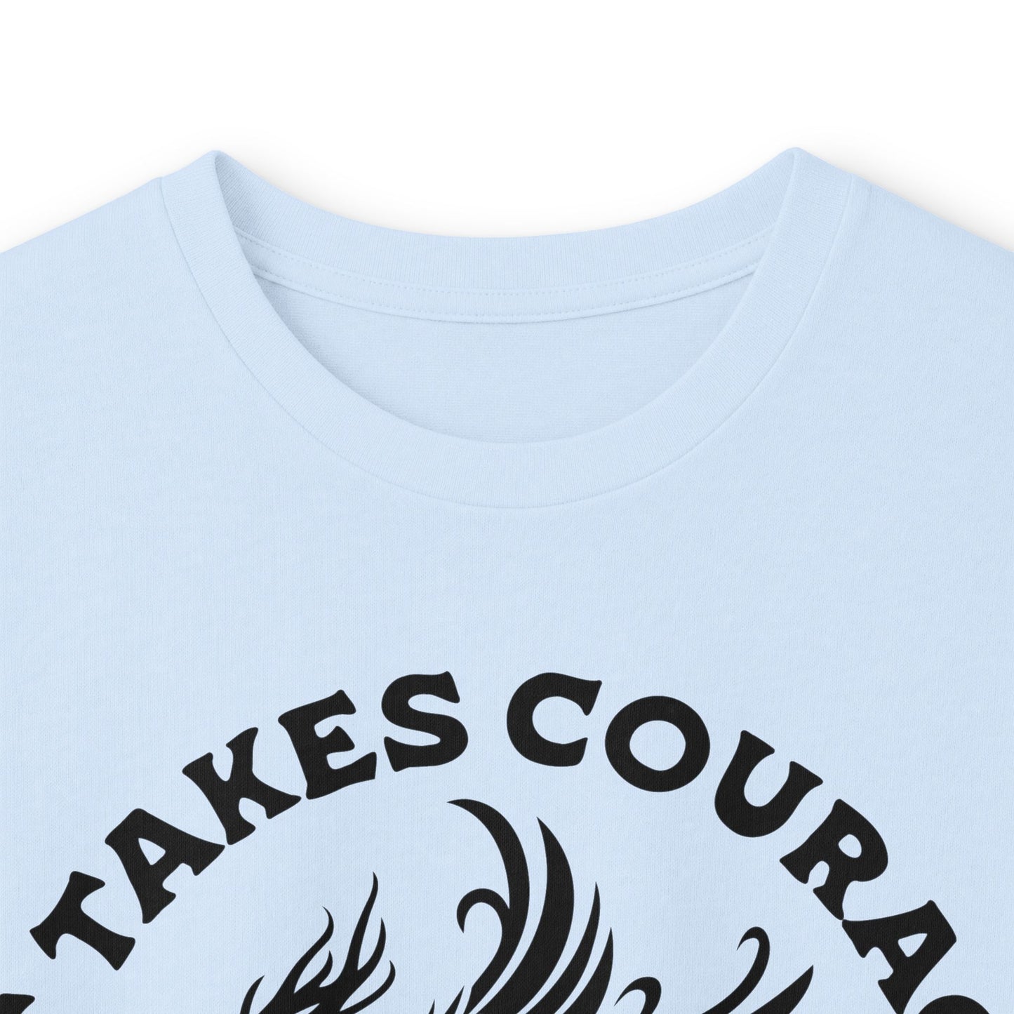Long Sleeve Tee — "It Takes Courage to Change" Phoenix Graphic