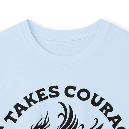 Long Sleeve Tee — "It Takes Courage to Change" Phoenix Graphic