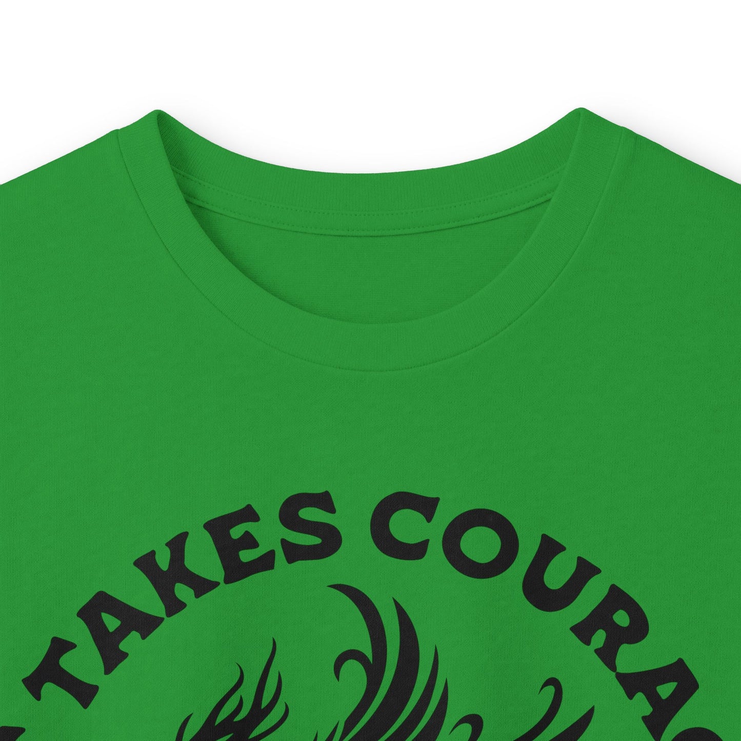 Long Sleeve Tee — "It Takes Courage to Change" Phoenix Graphic