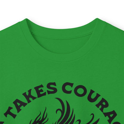 Long Sleeve Tee — "It Takes Courage to Change" Phoenix Graphic