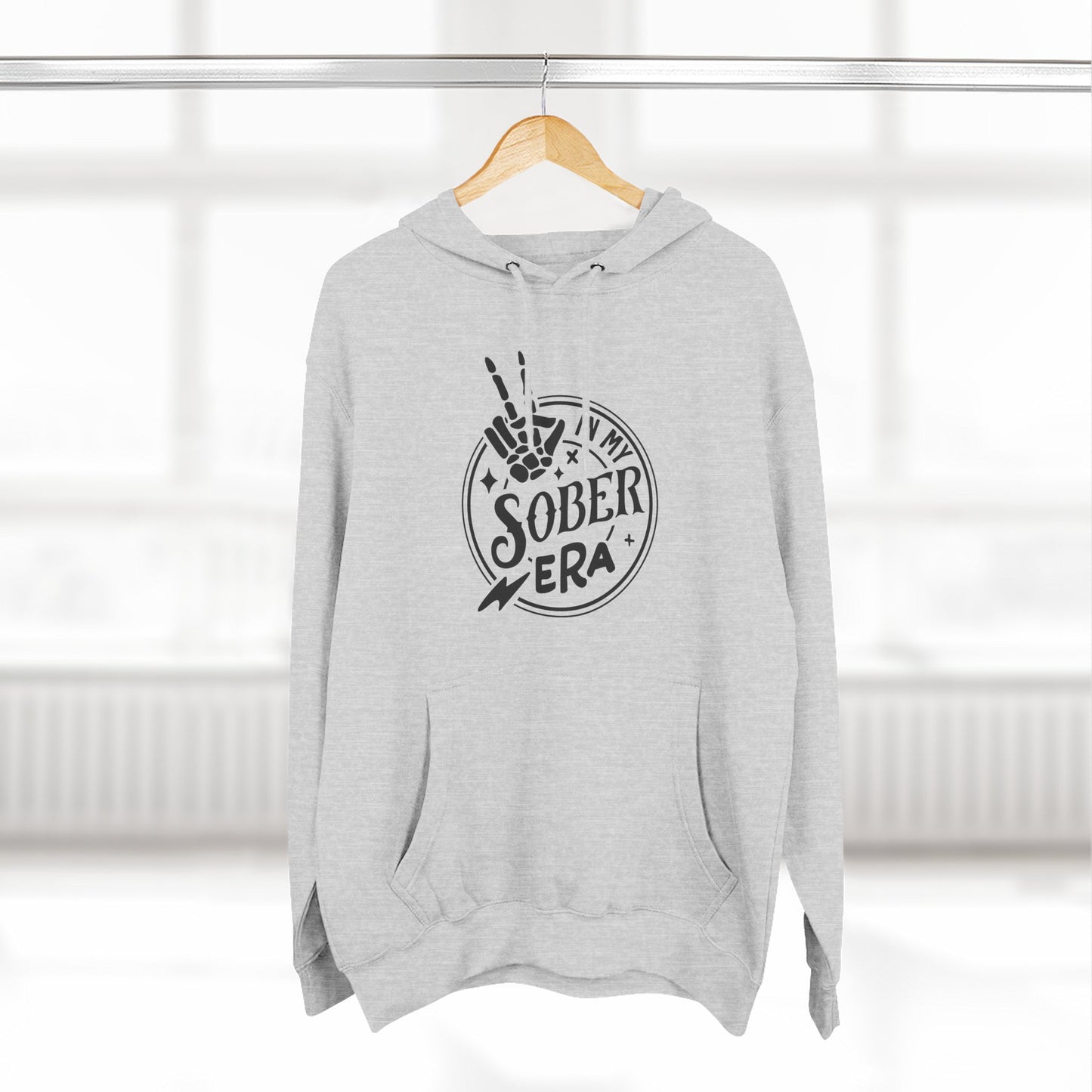 Sober Era Hoodie — Vintage Recovery Logo Fleece Pullover
