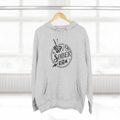 Sober Era Hoodie — Vintage Recovery Logo Fleece Pullover