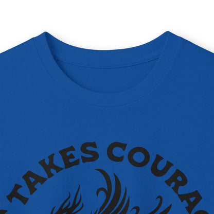 Long Sleeve Tee — "It Takes Courage to Change" Phoenix Graphic
