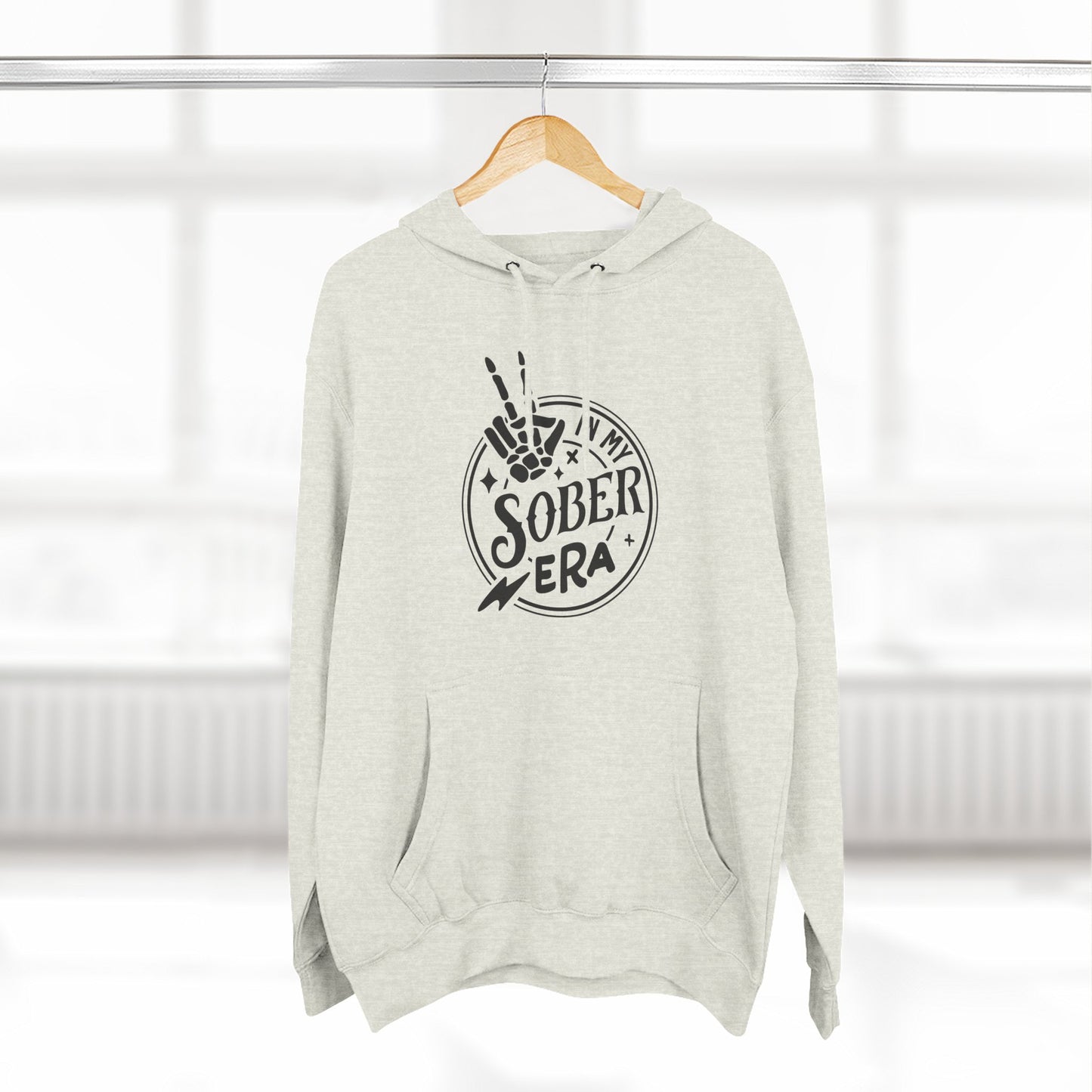Sober Era Hoodie — Vintage Recovery Logo Fleece Pullover