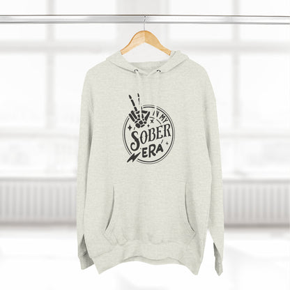 Sober Era Hoodie — Vintage Recovery Logo Fleece Pullover