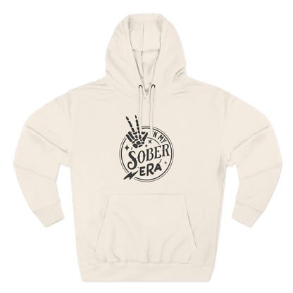 Sober Era Hoodie — Vintage Recovery Logo Fleece Pullover